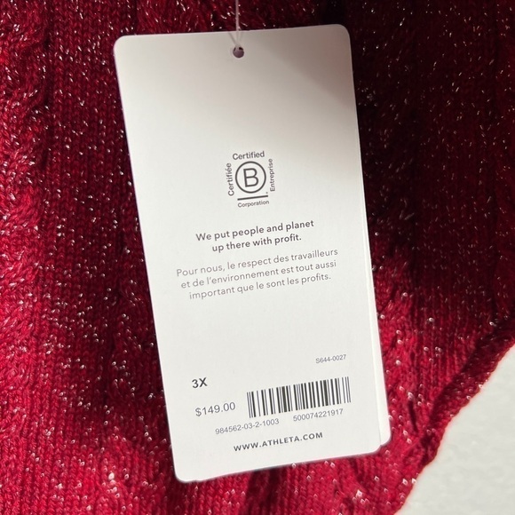 Athleta NWT Crossroads Crew Sweater, Decadent Red Metallic 3X - Winter, Holiday - Picture 8 of 12